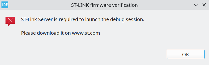 Error message when stating the debugger